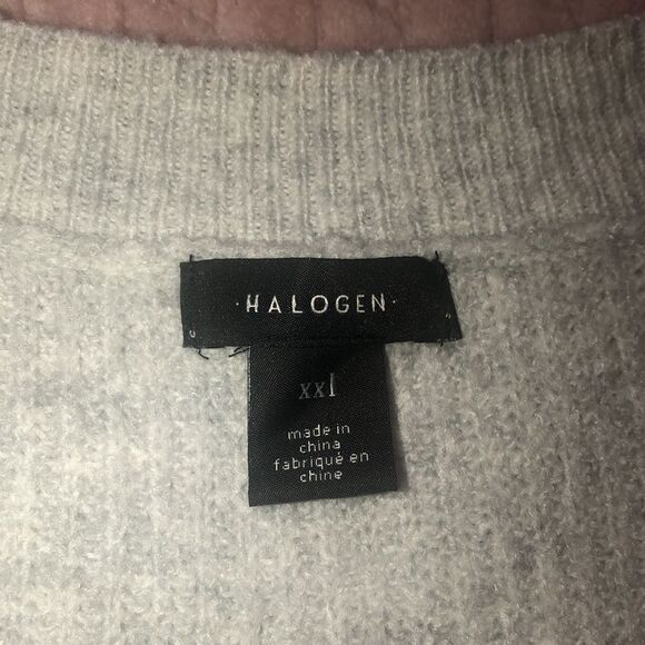 Halogen Womens Gray Knit V-Neck Sweater - Picture 2 of 6